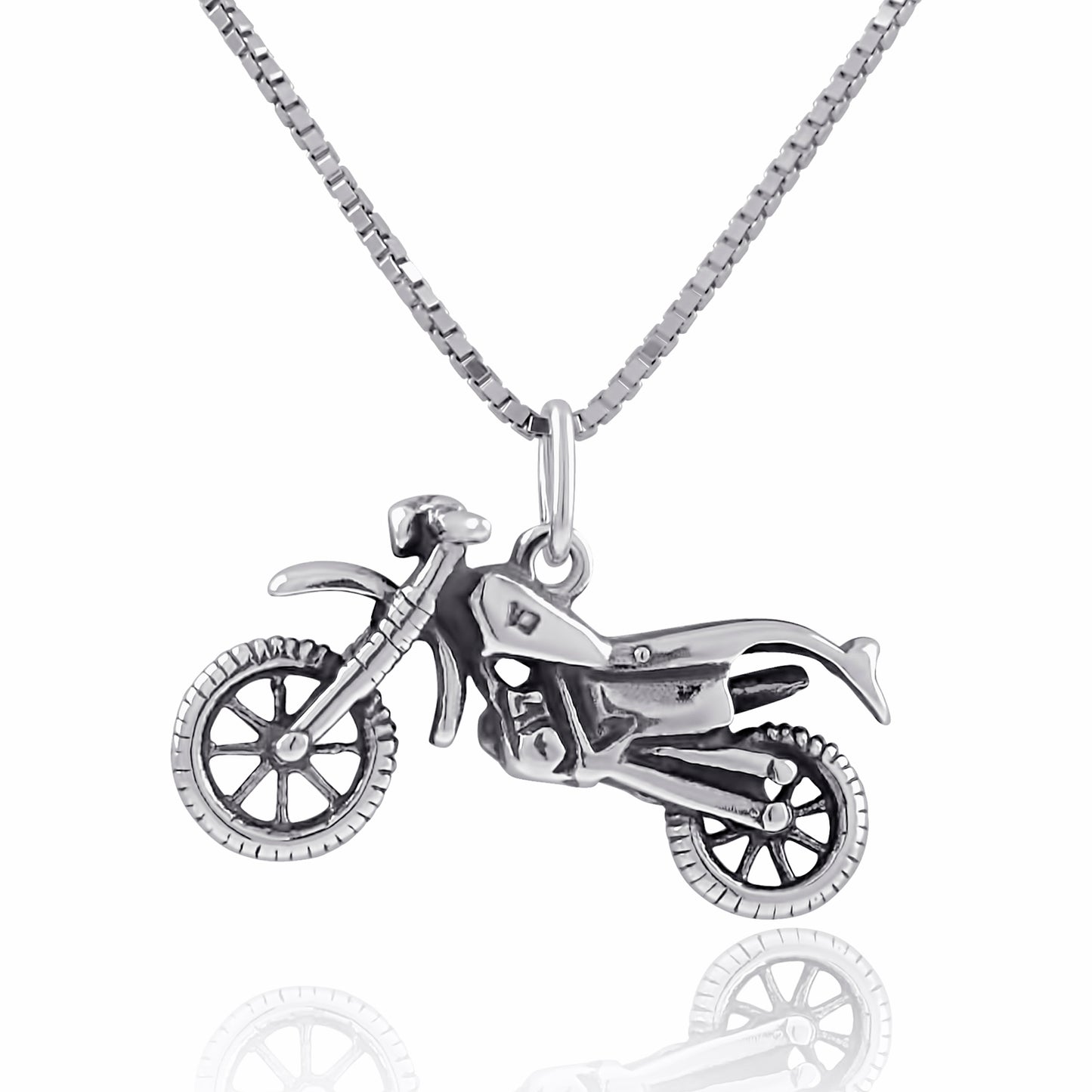 Sterling Silver Motorcycle Necklace | SilverCloseOut