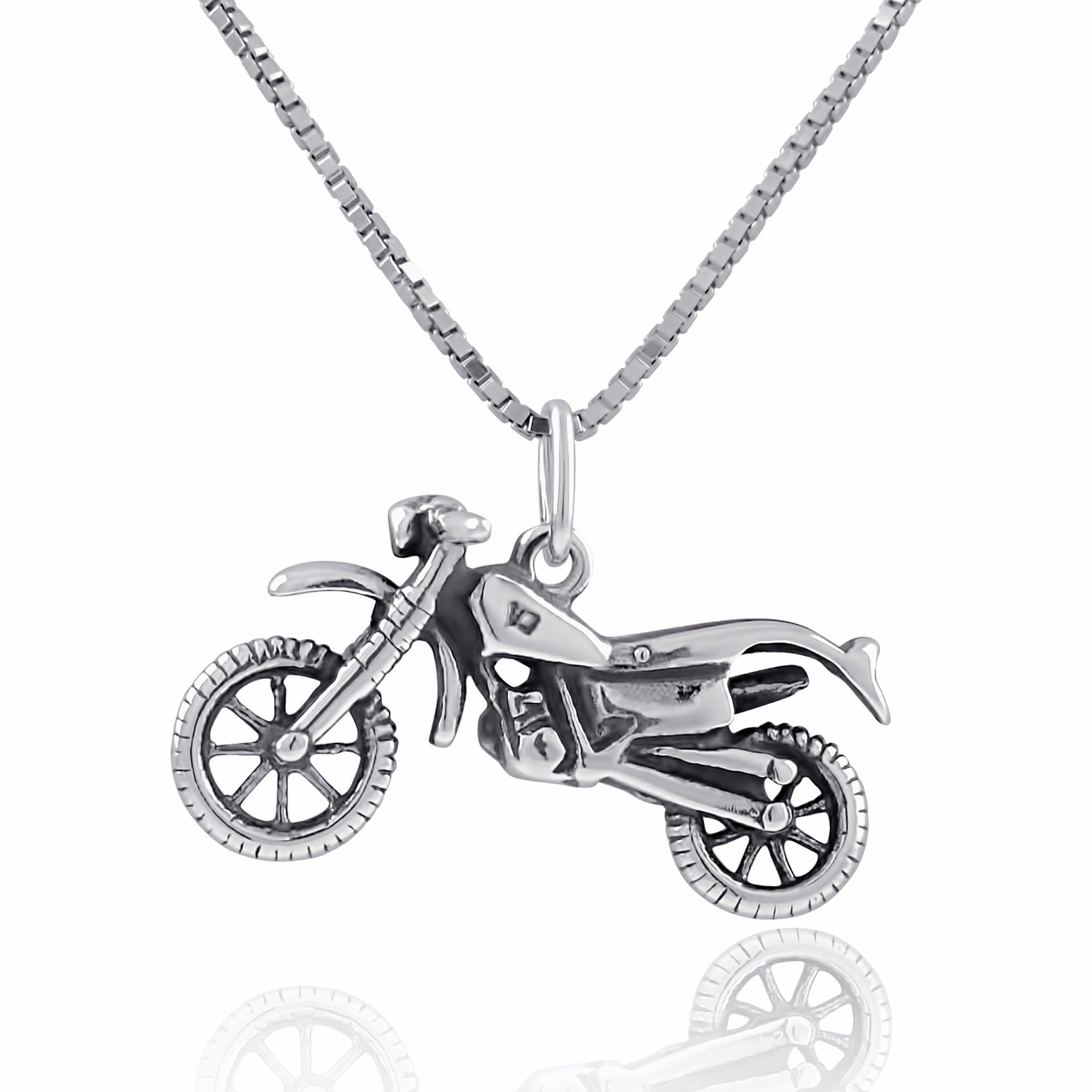 Sterling Silver Motorcycle Necklace | SilverCloseOut