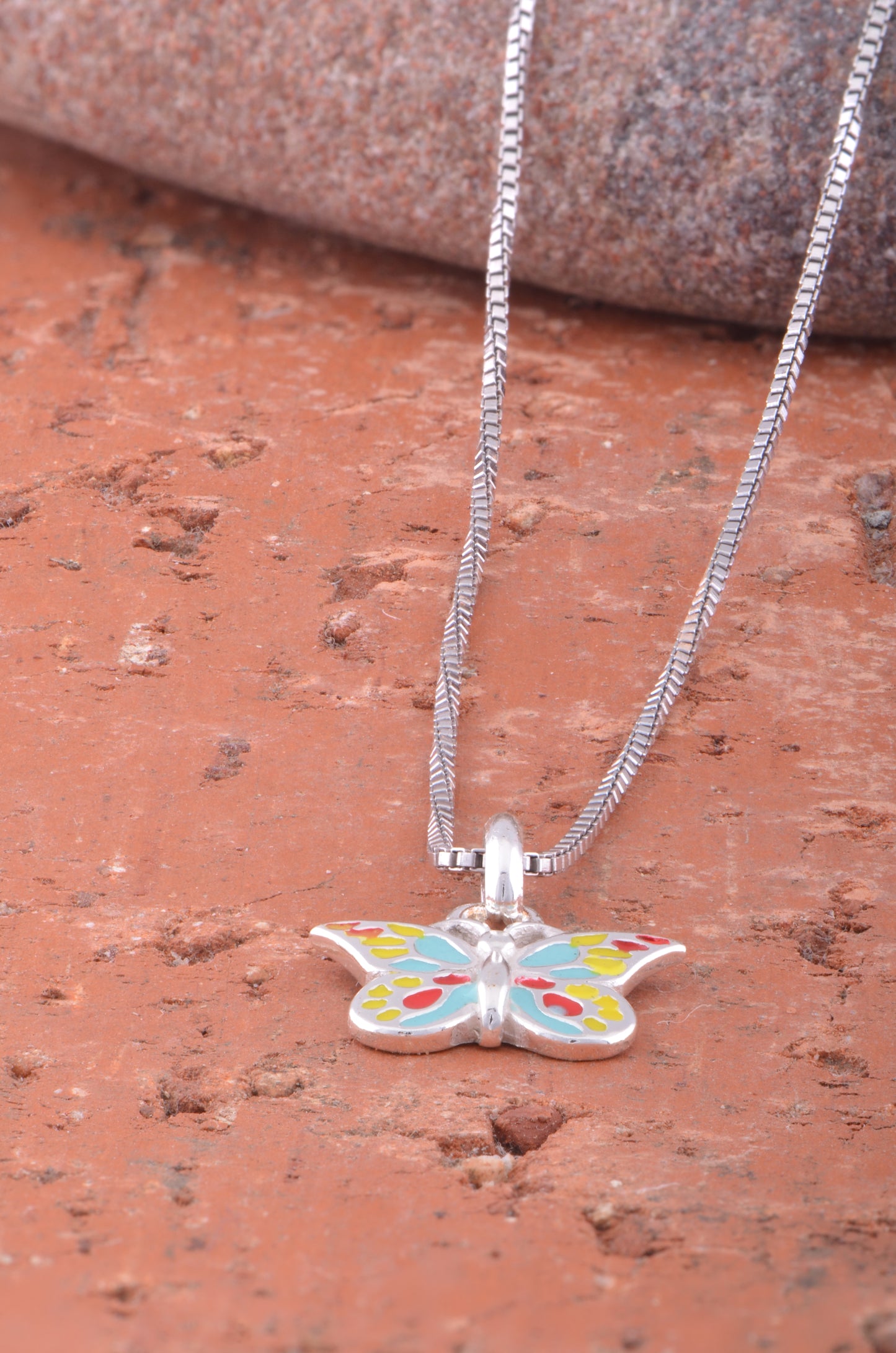 Sterling Silver MultiColored Butterfly Necklace | SilverCloseOut