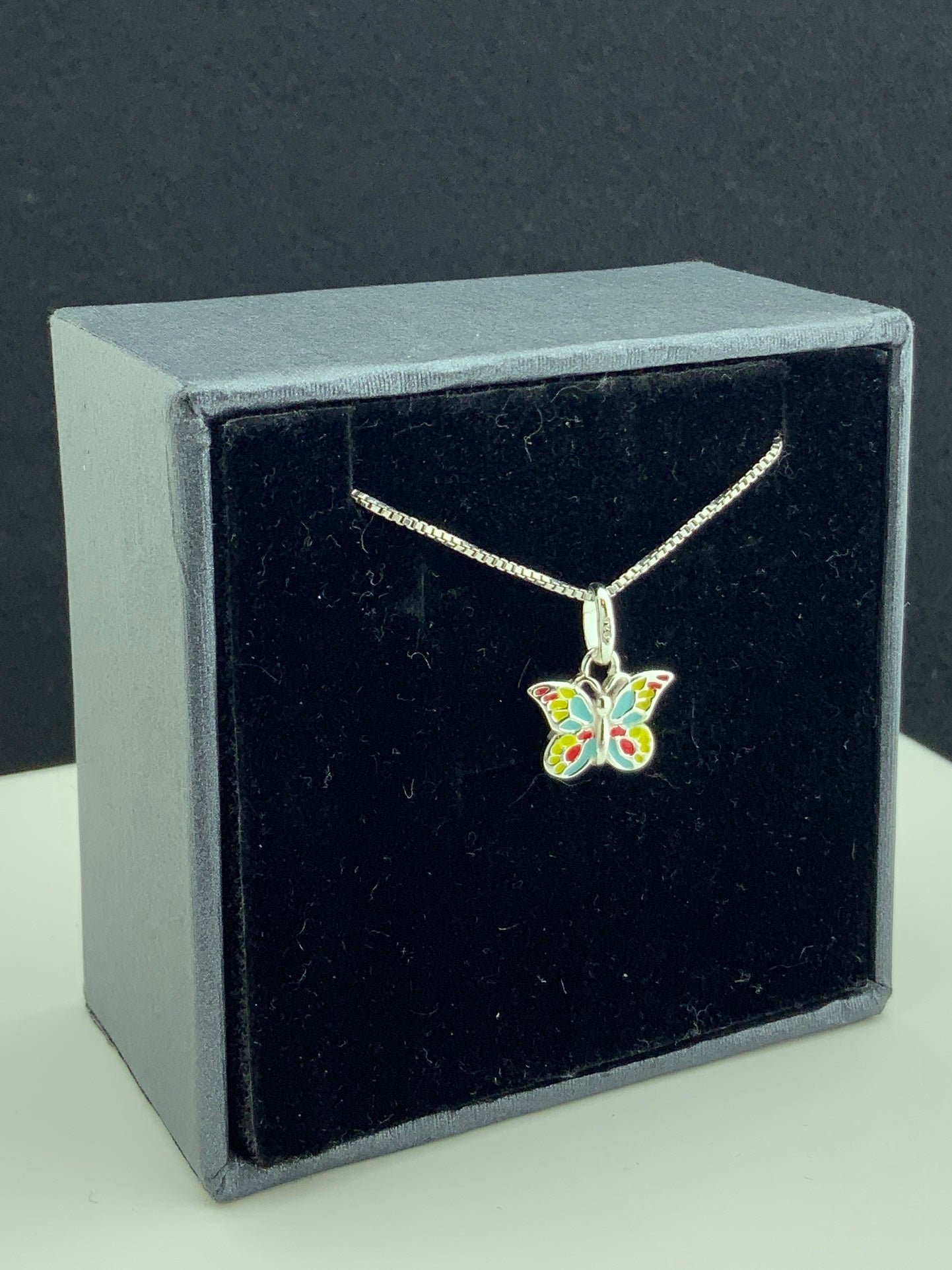 Sterling Silver MultiColored Butterfly Necklace | SilverCloseOut