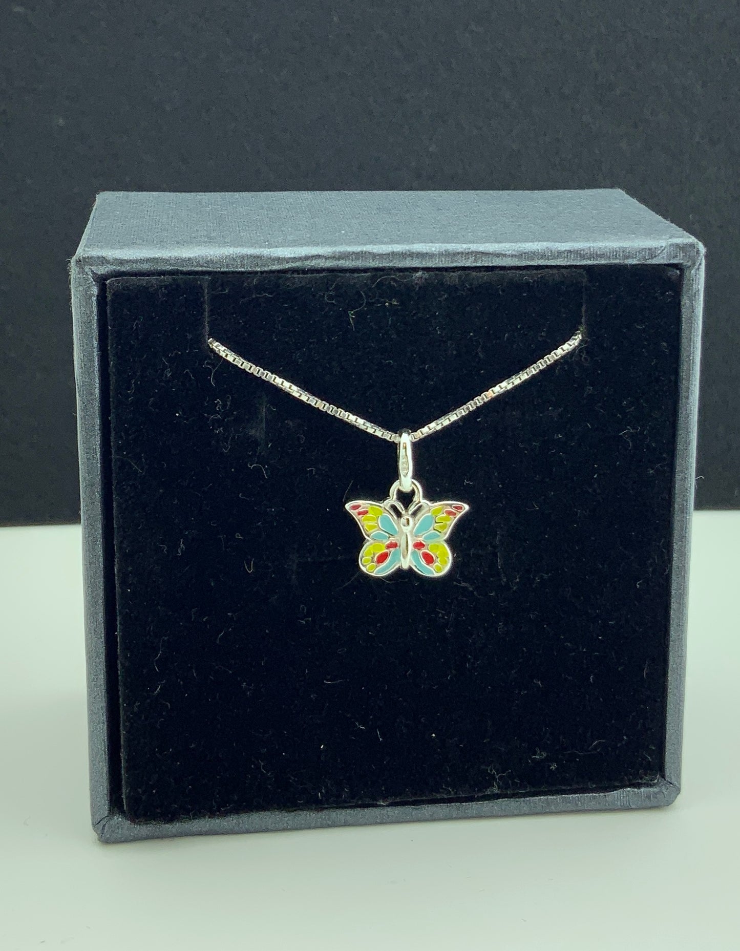 Sterling Silver MultiColored Butterfly Necklace | SilverCloseOut