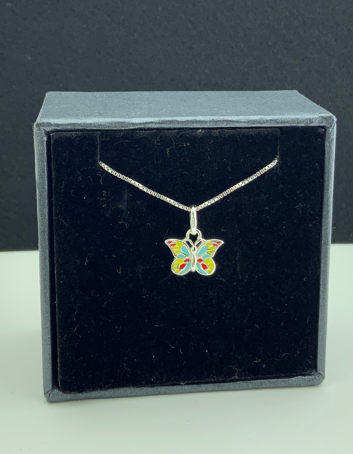 Sterling Silver MultiColored Butterfly Necklace | SilverCloseOut