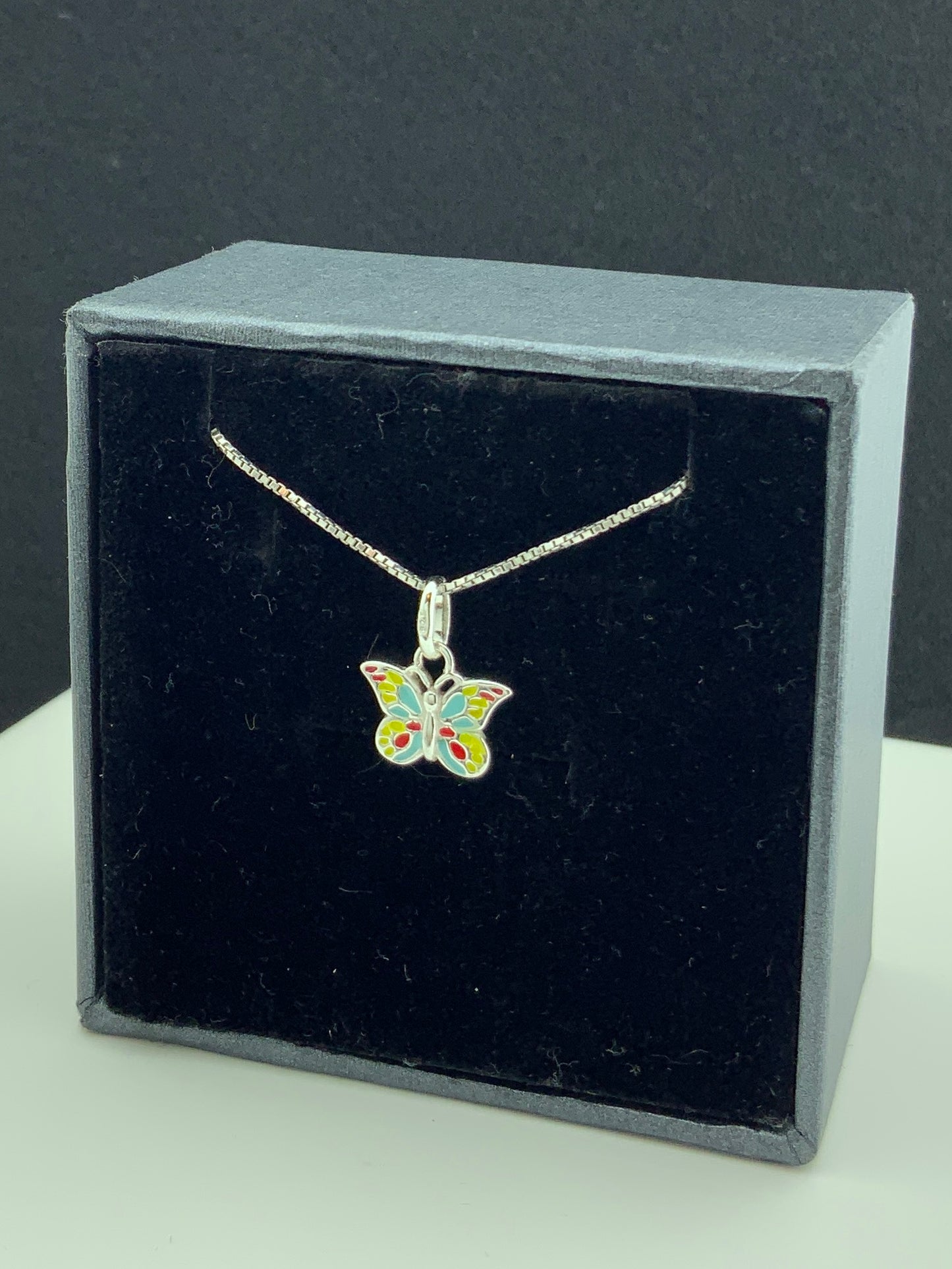 Sterling Silver MultiColored Butterfly Necklace | SilverCloseOut