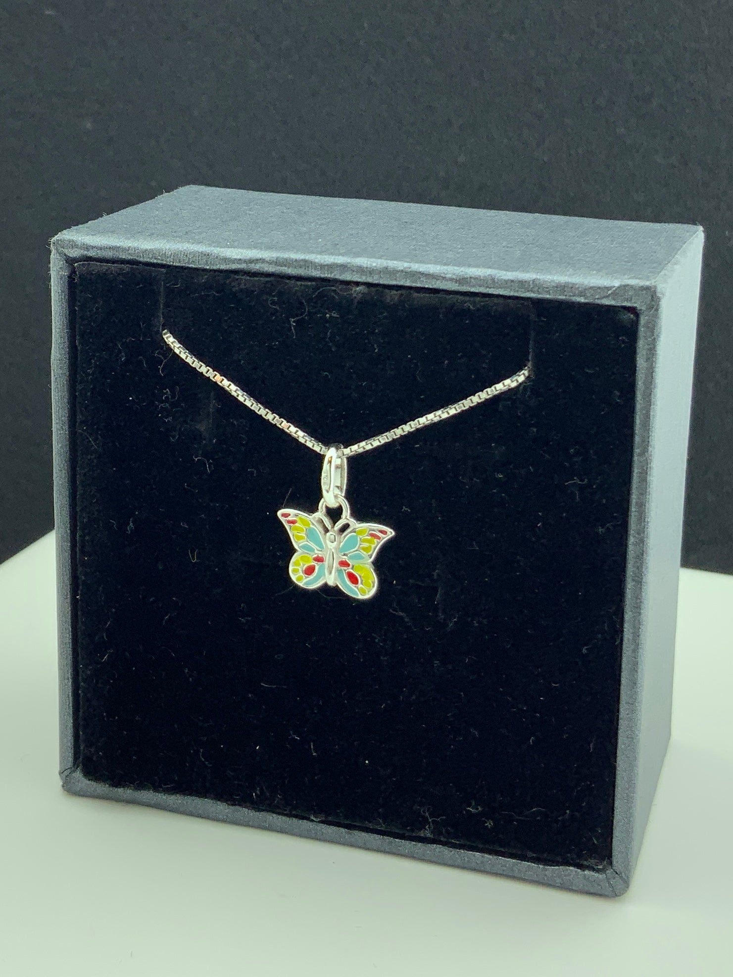 Sterling Silver MultiColored Butterfly Necklace | SilverCloseOut