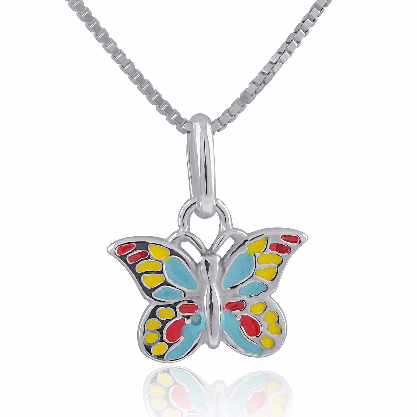 Sterling Silver MultiColored Butterfly Necklace | SilverCloseOut