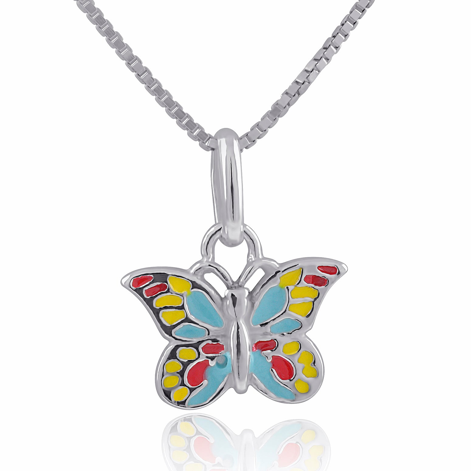 Sterling Silver MultiColored Butterfly Necklace | SilverCloseOut
