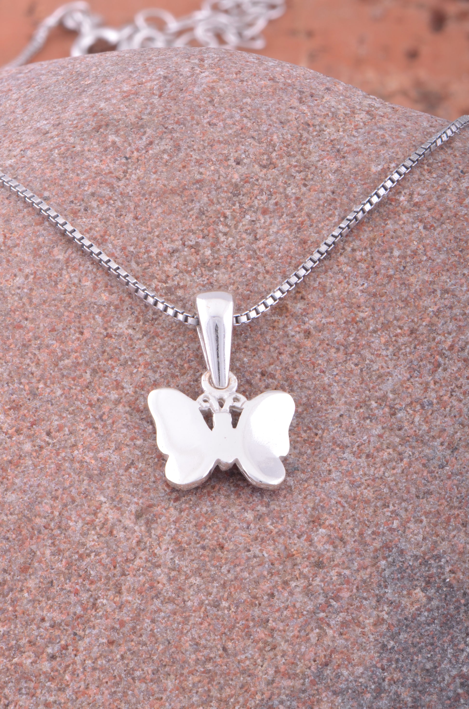 Sterling Silver Red Butterfly Necklace | SilverCloseOut