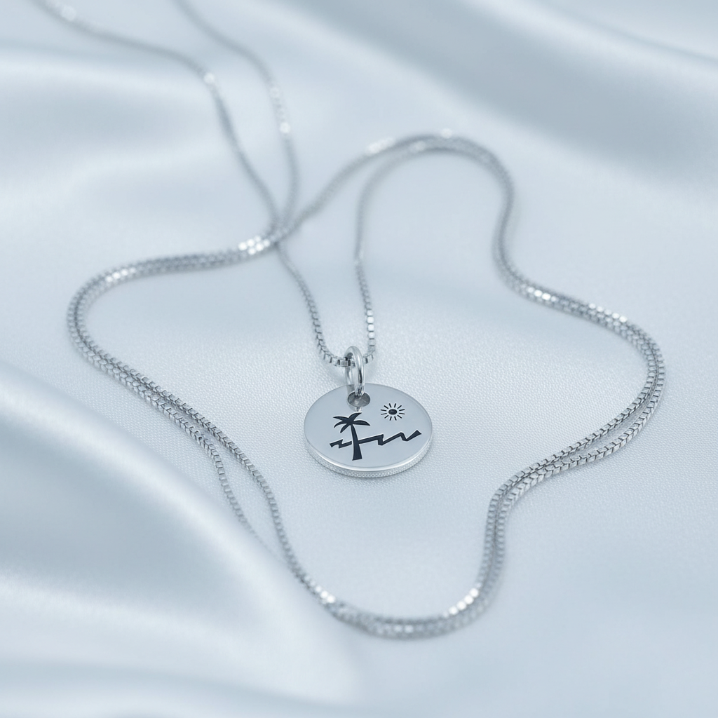Sterling Silver Palm Tree Paradise Necklace | SilverCloseOut