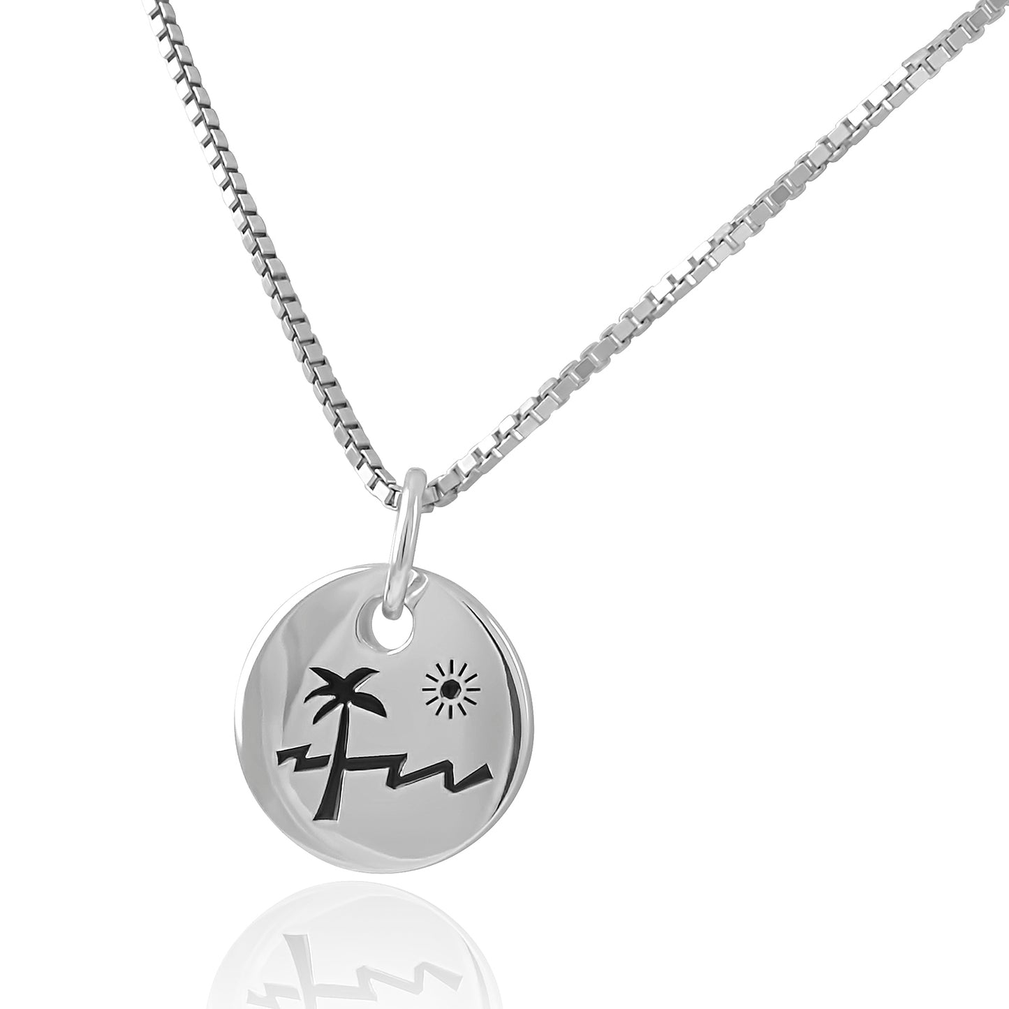 Sterling Silver Palm Tree Paradise Necklace | SilverCloseOut