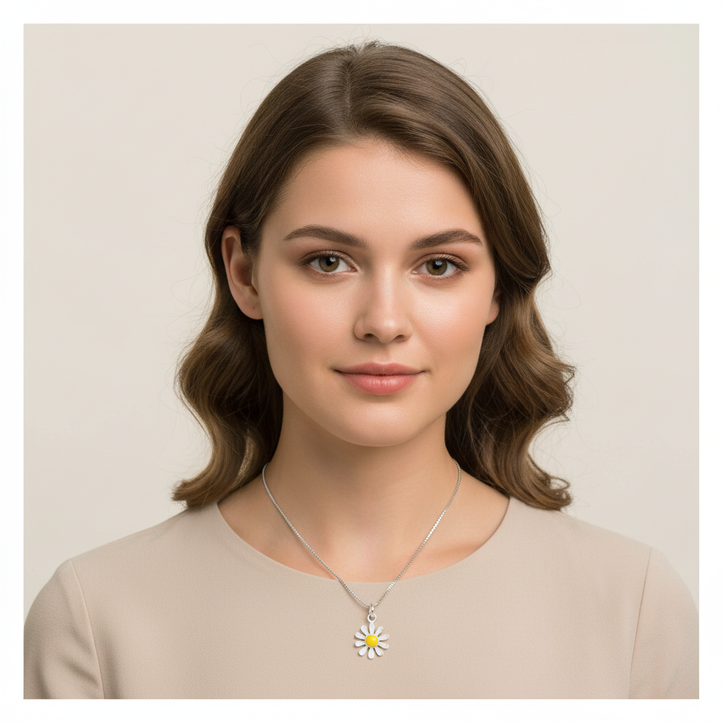 Sterling Silver Daisy Flower Necklace