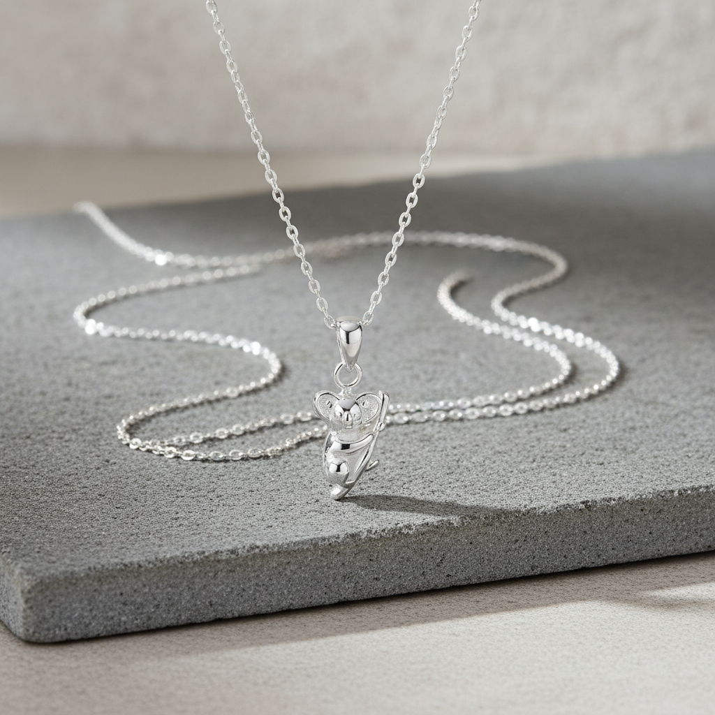 Sterling Silver Koala Necklace 925 Sterling Silver Girls Koala Bear Jewelry