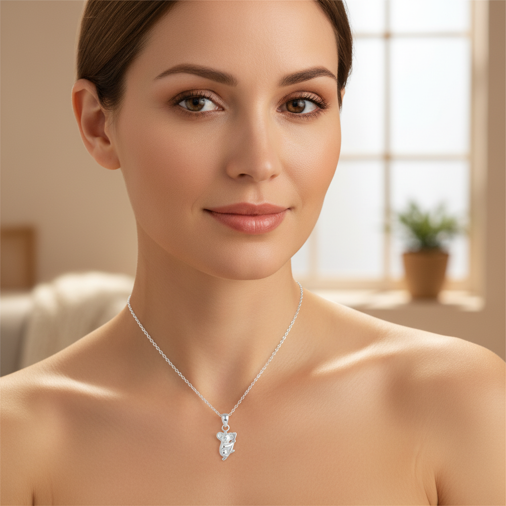 Sterling Silver Koala Necklace 925 Sterling Silver Girls Koala Bear Jewelry
