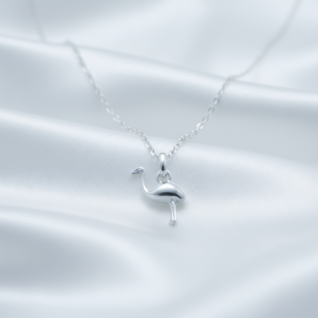 Sterling Silver Girls Ostrich Bird Charm Necklace Women's Emu Necklace