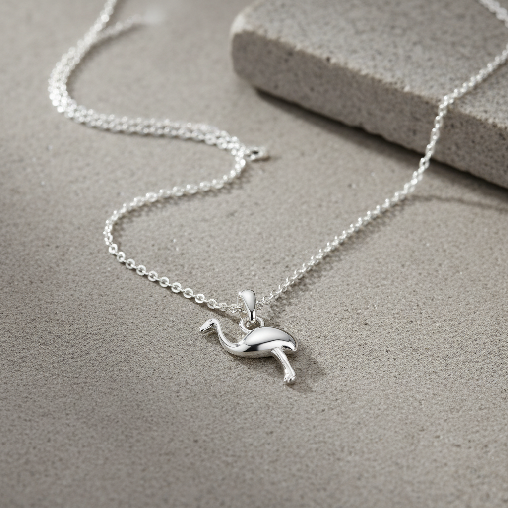 Sterling Silver Girls Ostrich Bird Charm Necklace Women's Emu Necklace
