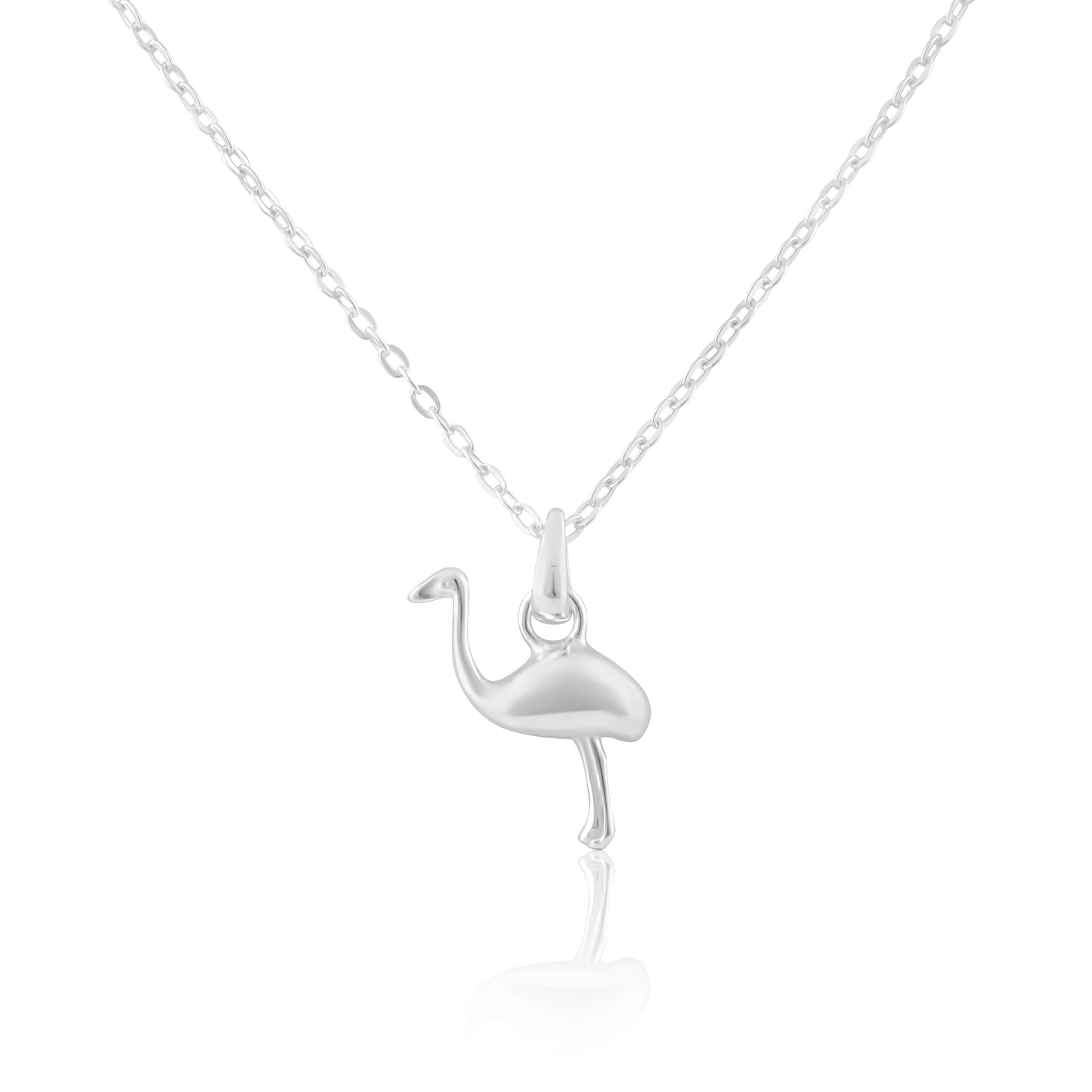 Sterling Silver Girls Ostrich Bird Charm Necklace Women's Emu Necklace