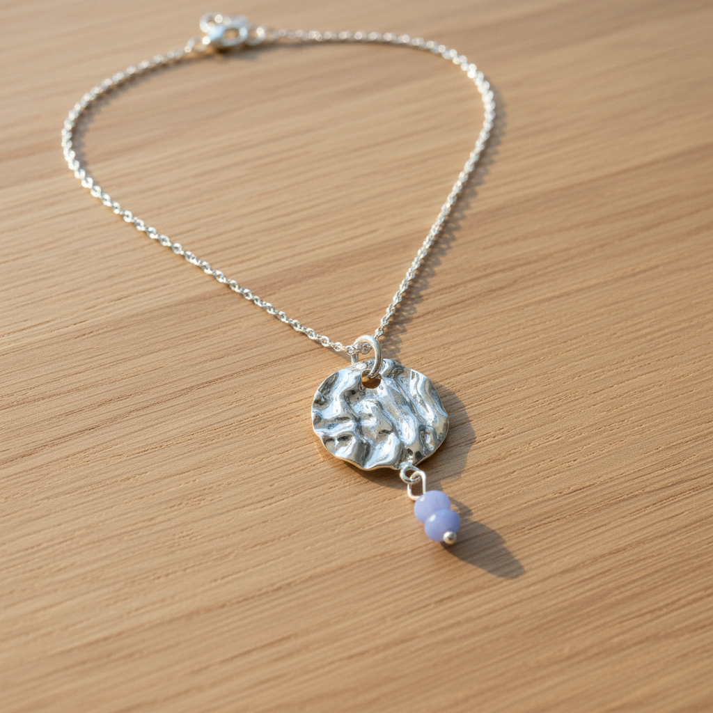 Sterling Silver 925 Sterling Silver Girls Open Circle Hammered Pendant Necklaces