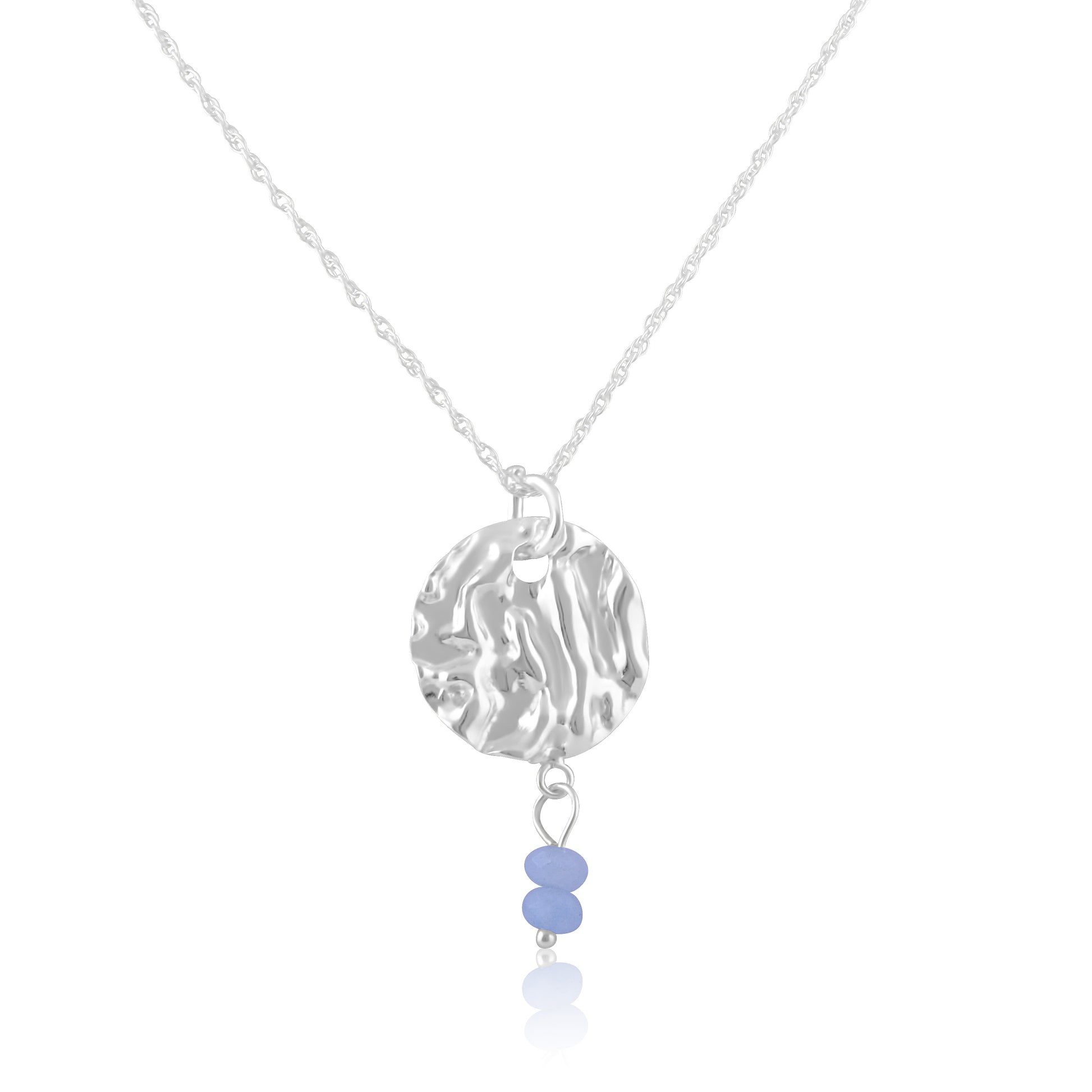 Sterling Silver 925 Sterling Silver Girls Open Circle Hammered Pendant Necklaces