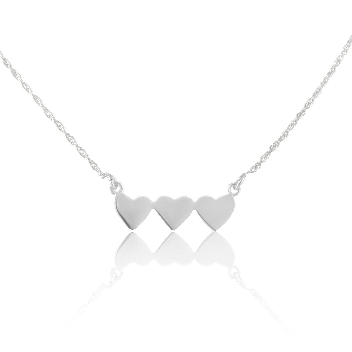 Sterling Silver Triple Heart Necklace for Women Girls Silver Love Heart