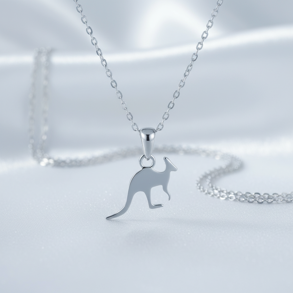 Sterling Silver Kangaroo Animal Necklace Silver Girls Kangaroo Charm Necklace