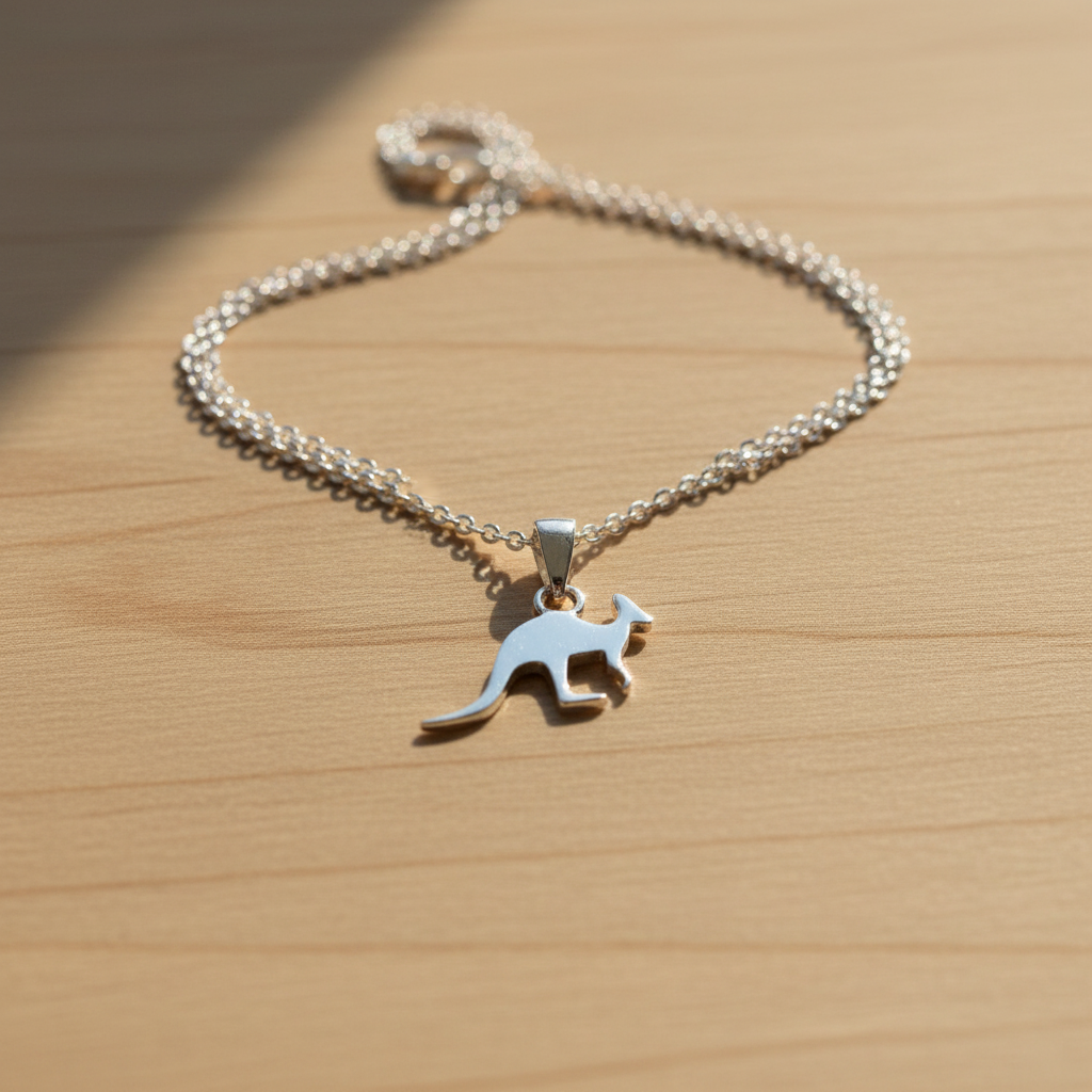Sterling Silver Kangaroo Animal Necklace Silver Girls Kangaroo Charm Necklace