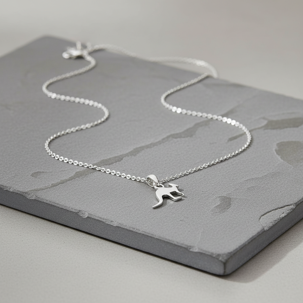 Sterling Silver Kangaroo Animal Necklace Silver Girls Kangaroo Charm Necklace