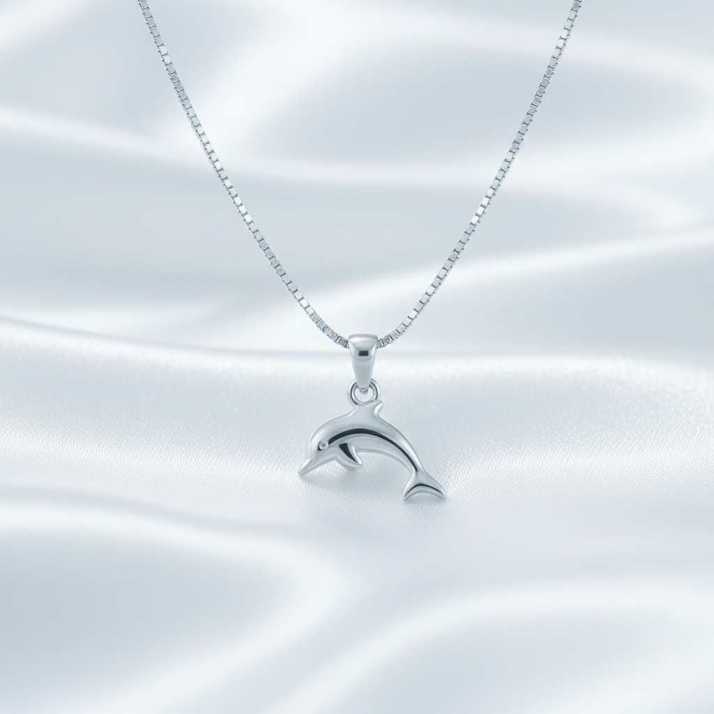 Sterling Silver Animal Necklace Silver Girls small Dolphin Charm Necklace