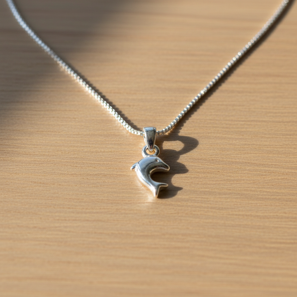 Sterling Silver Animal Necklace Silver Girls small Dolphin Charm Necklace