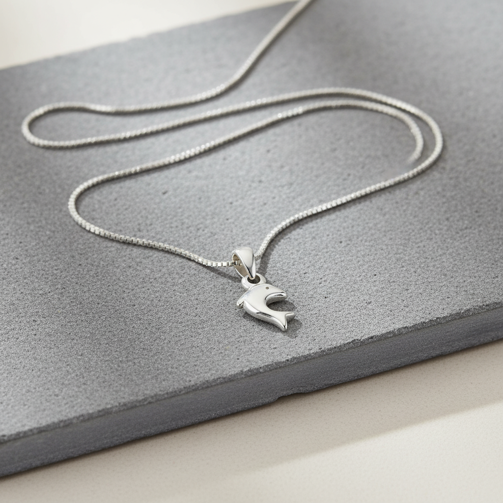 Sterling Silver Animal Necklace Silver Girls small Dolphin Charm Necklace