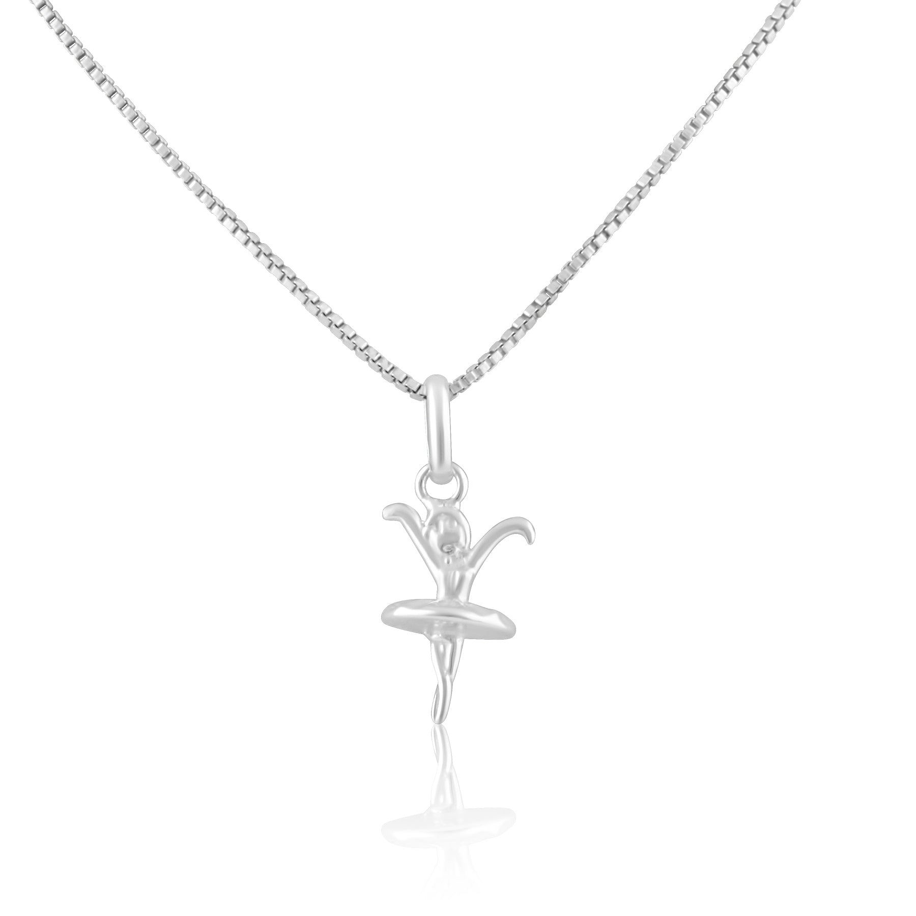 Sterling Silver Women's Small Dancing Young Girl Ballerina Dancer Charm Necklace