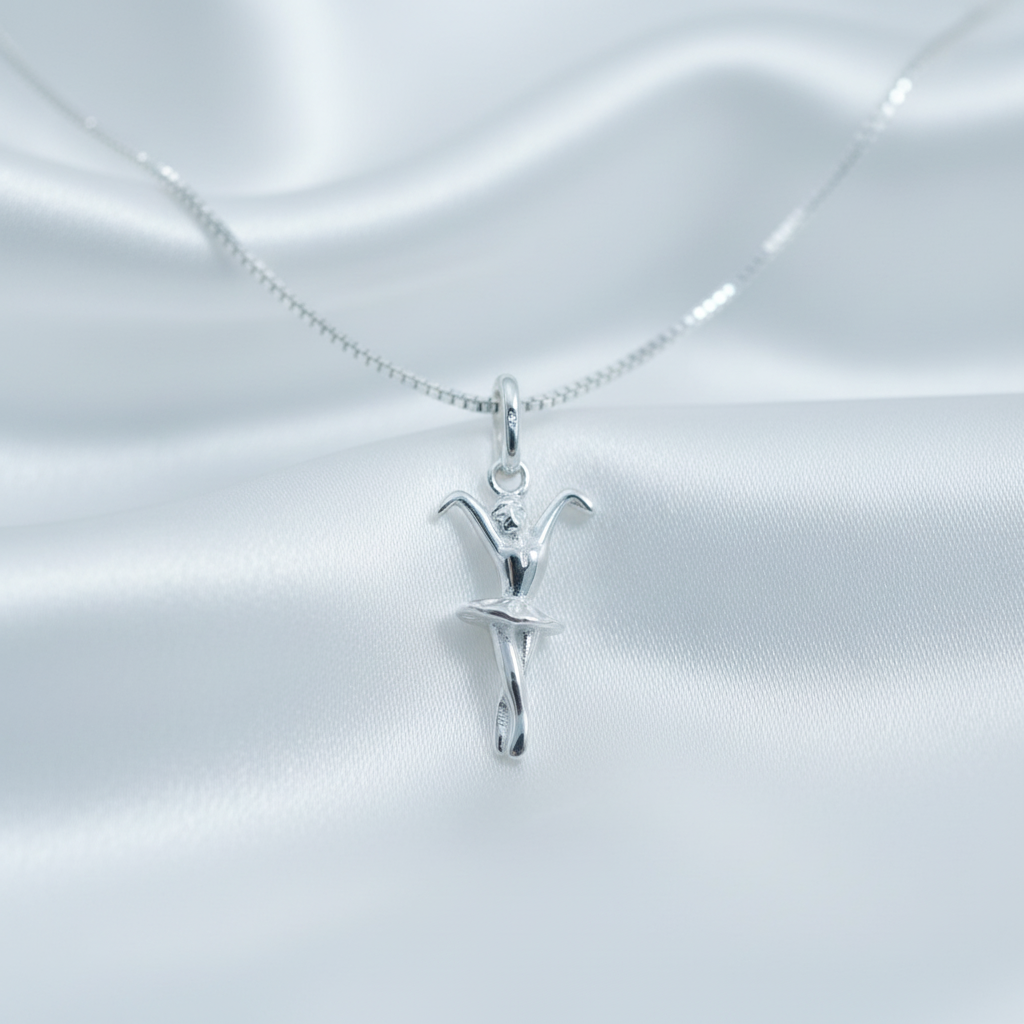 Sterling Silver Ballerina Dancer Necklace Silver Girls Ballerina Charm Necklace