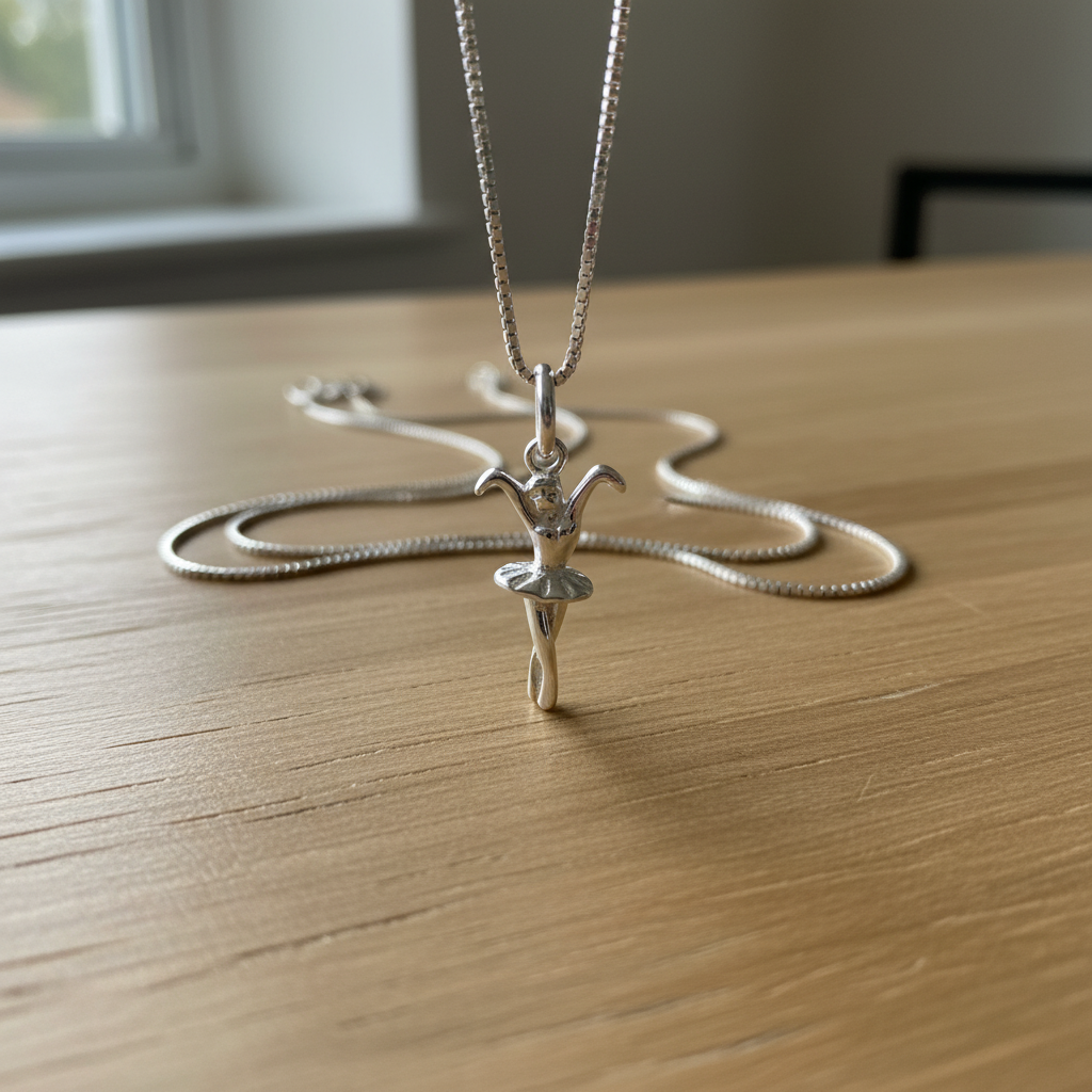 Sterling Silver Ballerina Dancer Necklace Silver Girls Ballerina Charm Necklace