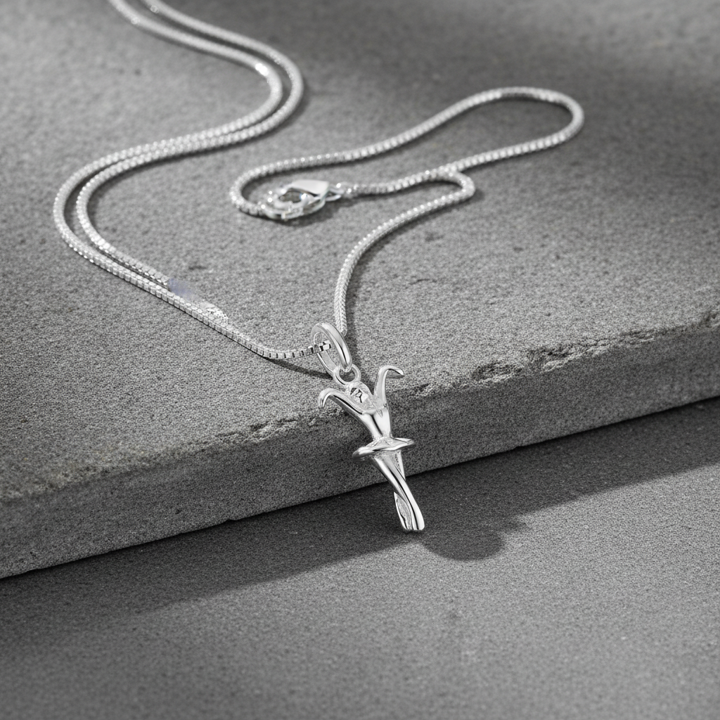 Sterling Silver Ballerina Dancer Necklace Silver Girls Ballerina Charm Necklace