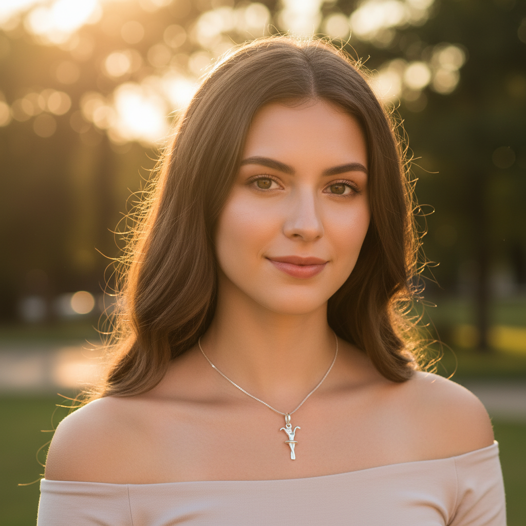 Sterling Silver Ballerina Dancer Necklace Silver Girls Ballerina Charm Necklace