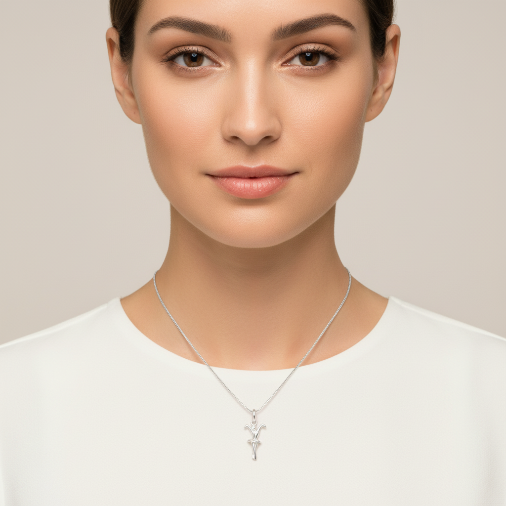 Sterling Silver Ballerina Dancer Necklace Silver Girls Ballerina Charm Necklace
