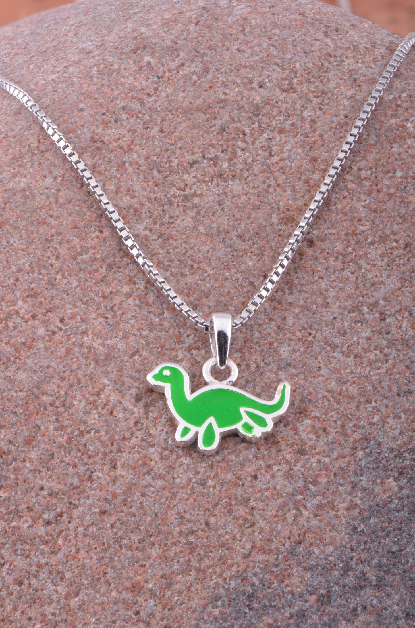 Loch Ness Monster Dinosaur Charm, Green, Necklace Pendants, Sterling Silver