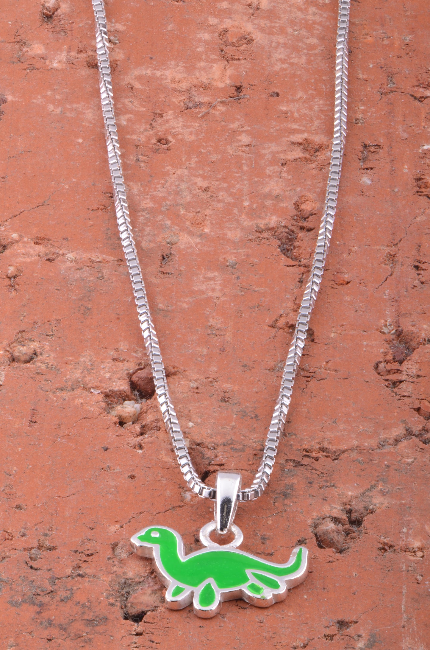 Loch Ness Monster Dinosaur Charm, Green, Necklace Pendants, Sterling Silver