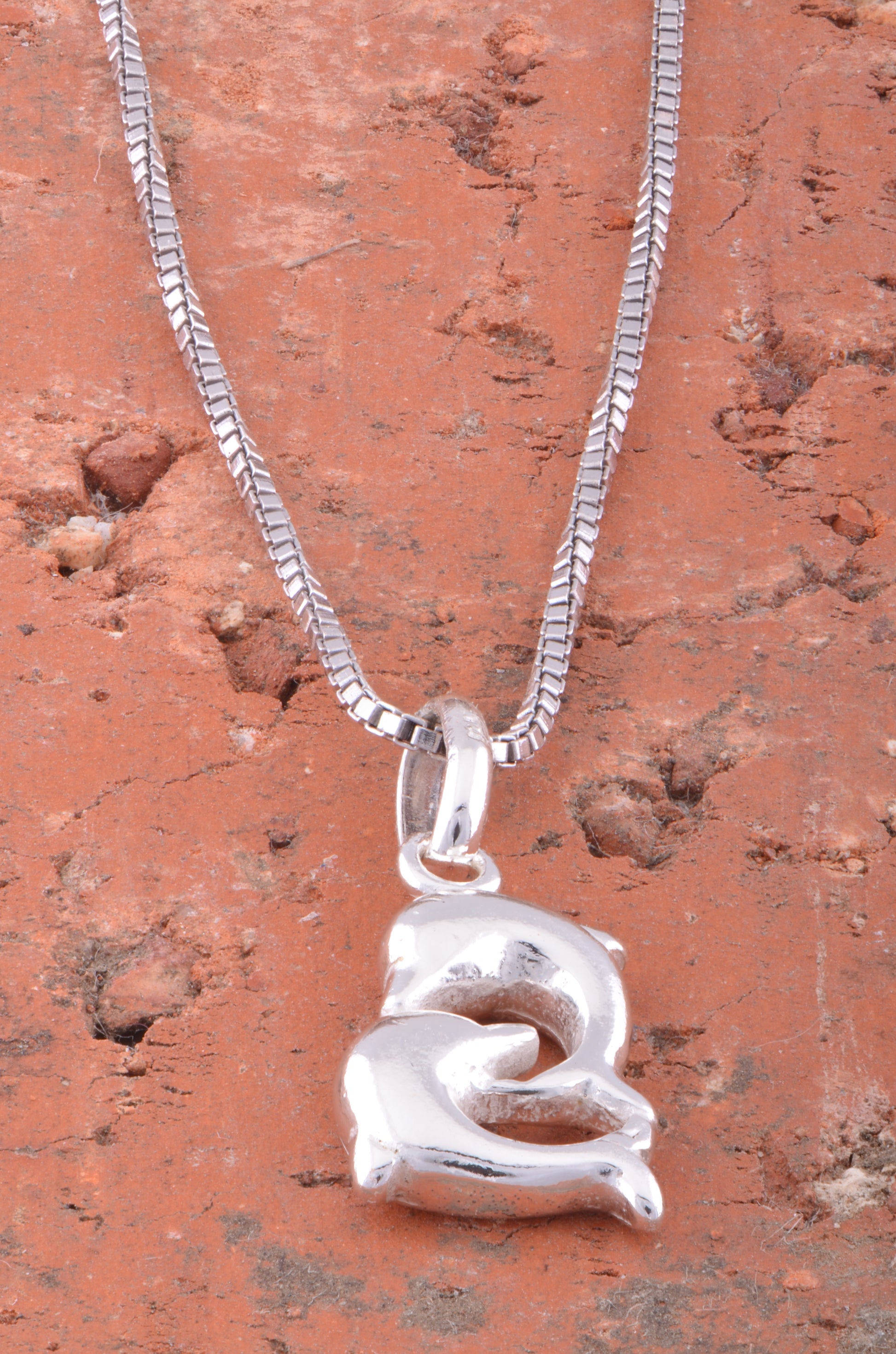Sterling Silver Necklace Silver Girls Small Kissing Dolphins Charm Necklace