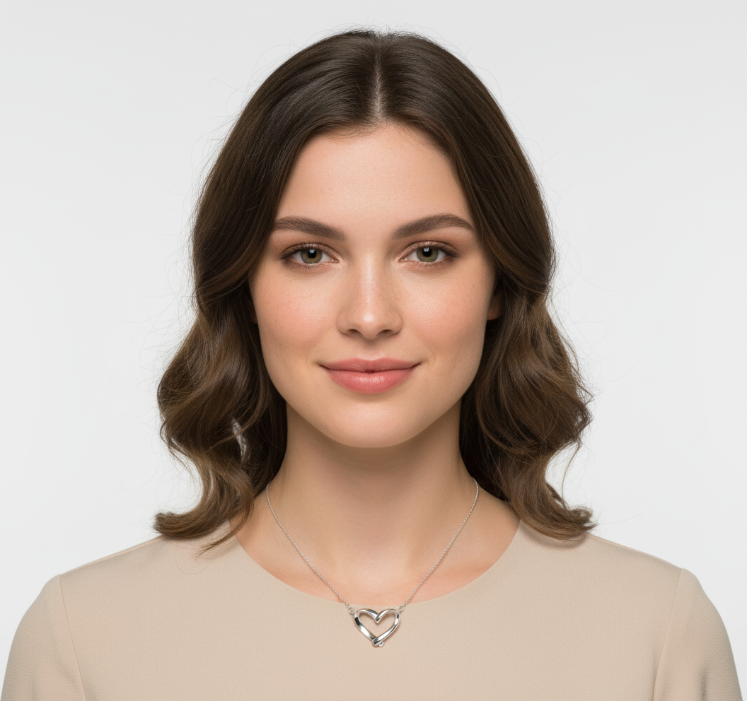 Sterling Silver Women's Love Open Heart Necklace | SilverCloseOut
