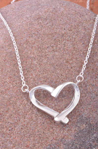 SilverCloseOut Sterling Silver Women's Love Open Heart Necklace