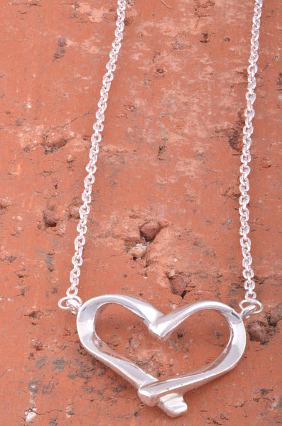 SilverCloseOut Sterling Silver Women's Love Open Heart Necklace