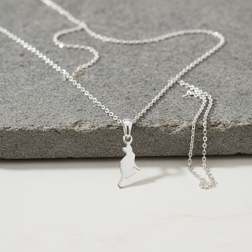 Sterling Silver Cat Pendant Necklace, Sterling Silver Cat Pendant for Women