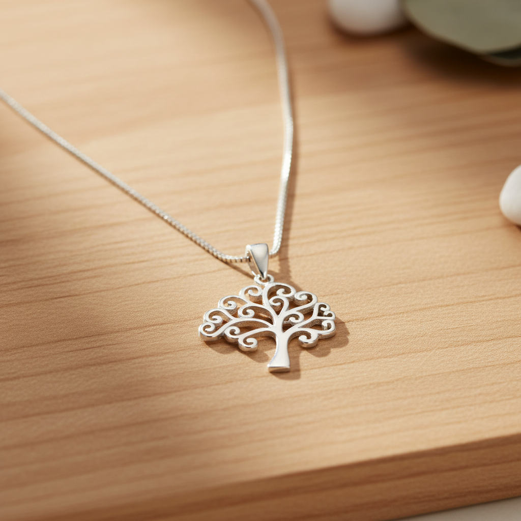 SilverCloseOut 925 Sterling Silver Women's Small Celtic Tree of Life Necklace Silver Girls Tree of Life Charm Necklace