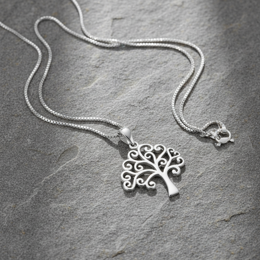 SilverCloseOut 925 Sterling Silver Women's Small Celtic Tree of Life Necklace Silver Girls Tree of Life Charm Necklace