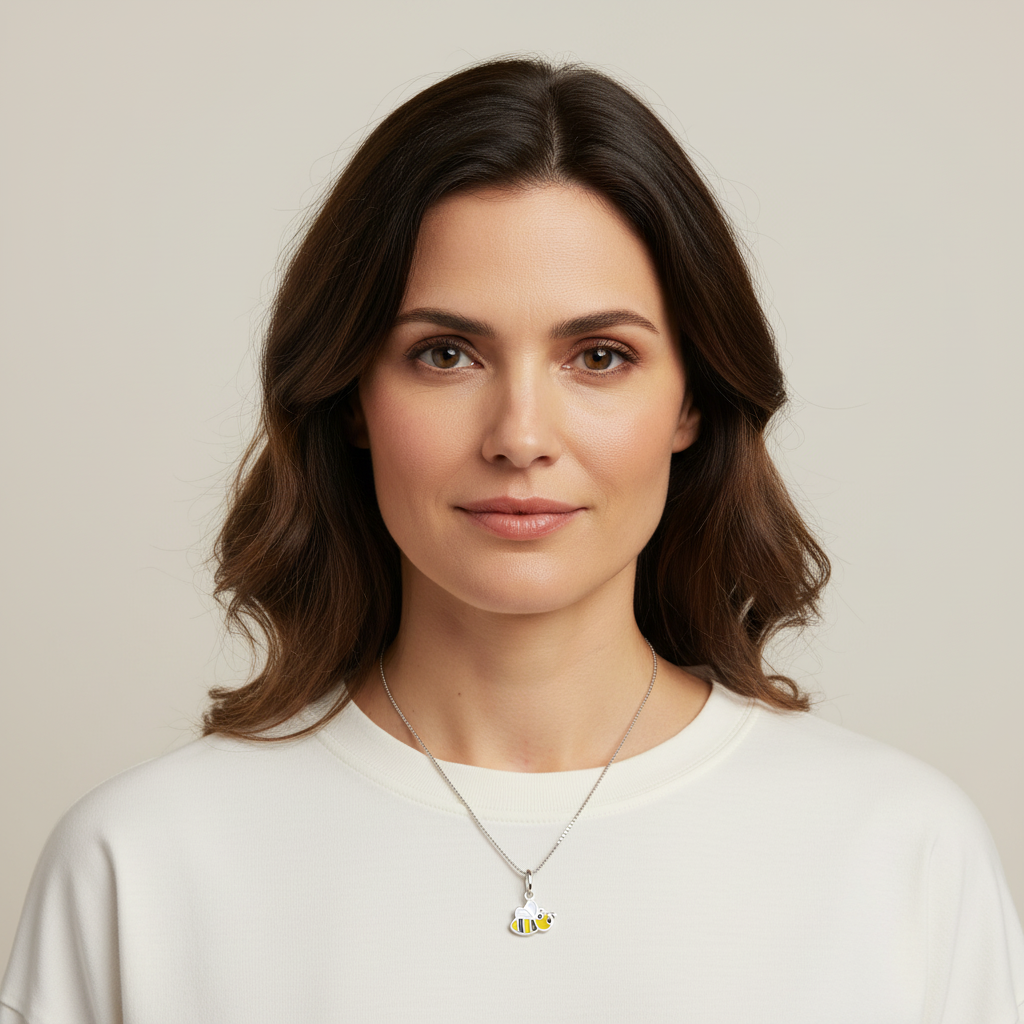 Sterling Silver Small Honey Bee Necklace Silver Girls Bumble Bee Charm Necklace