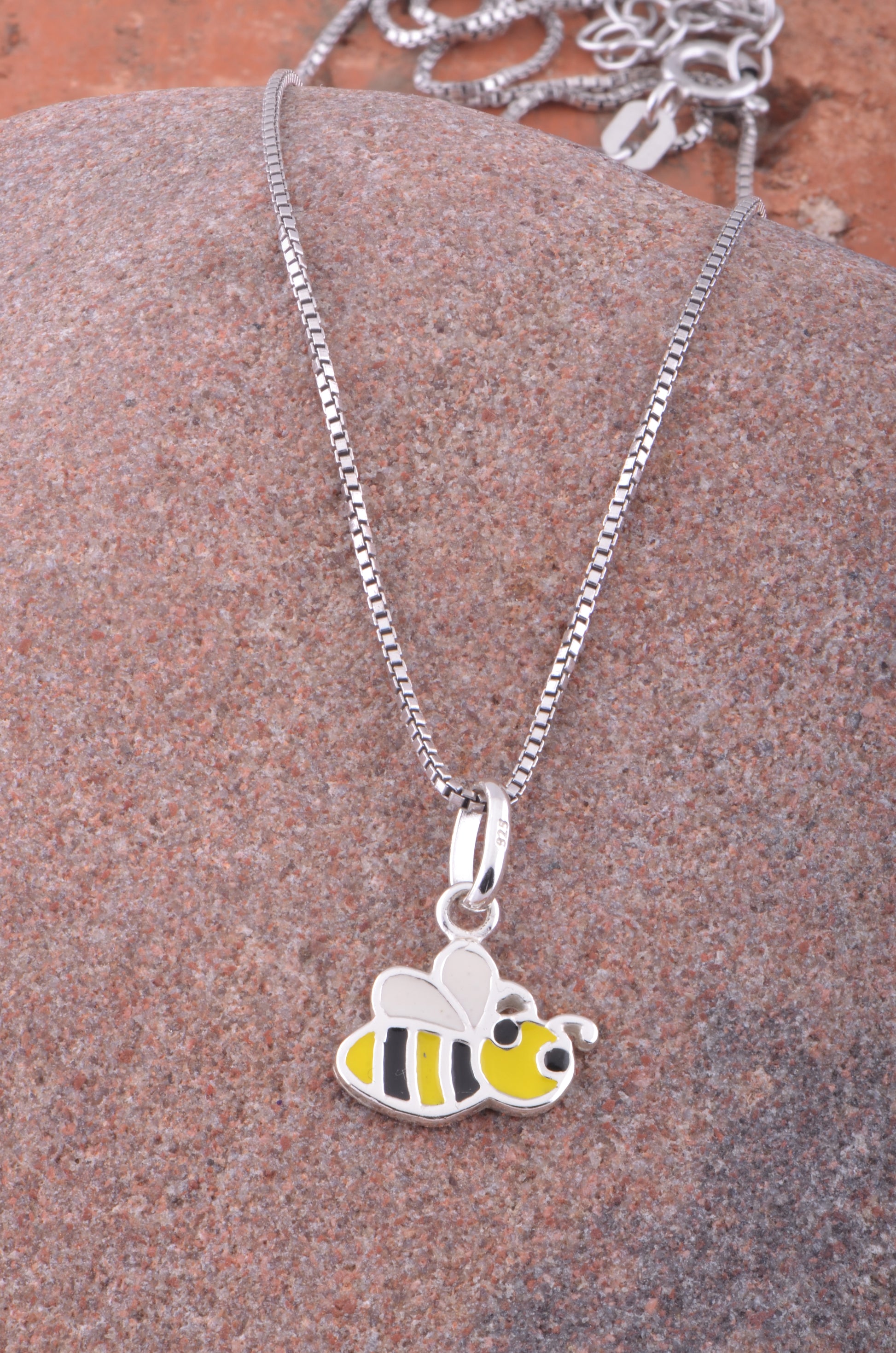 Sterling Silver Small Honey Bee Necklace Silver Girls Bumble Bee Charm Necklace