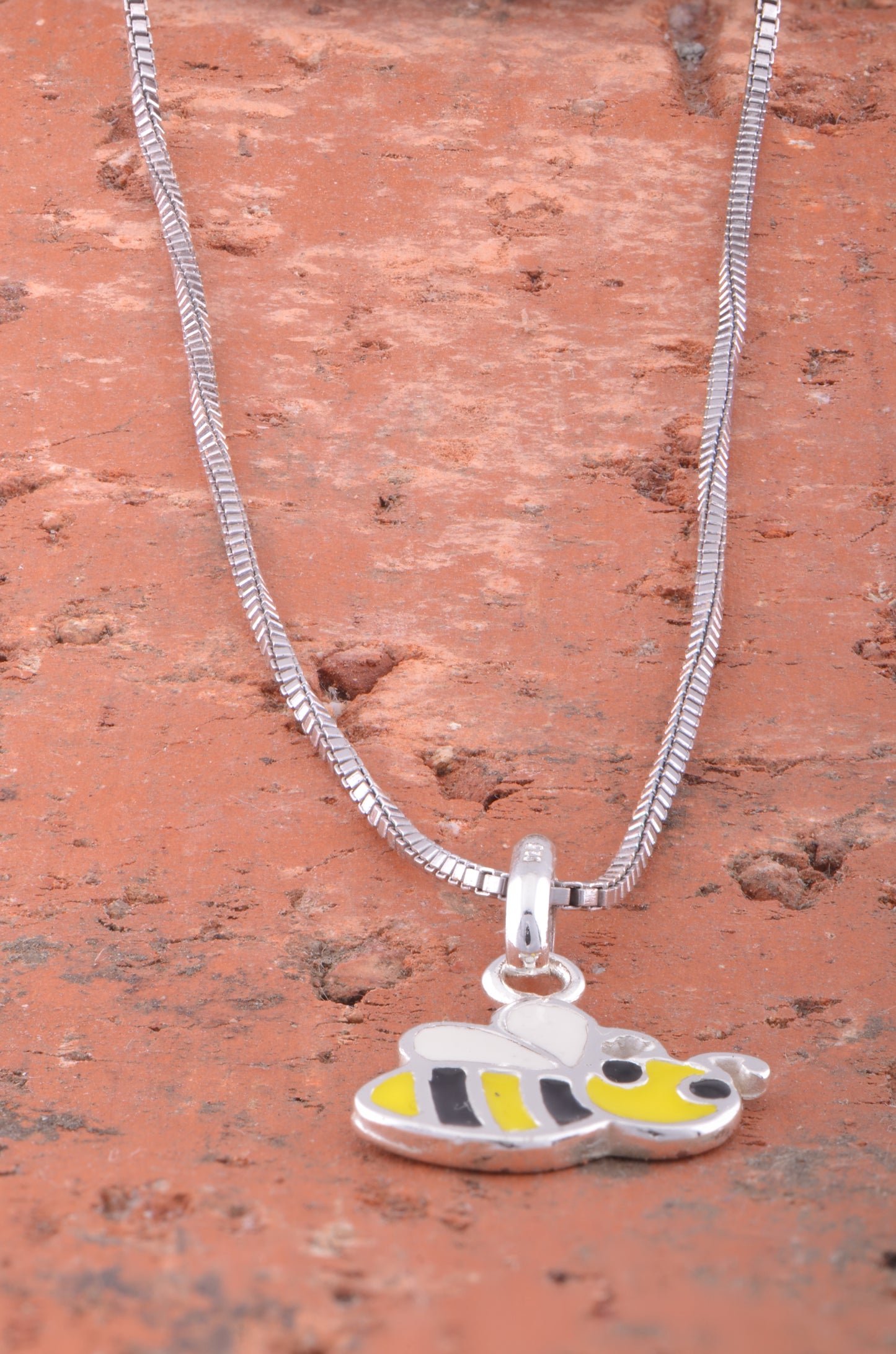 Sterling Silver Small Honey Bee Necklace Silver Girls Bumble Bee Charm Necklace