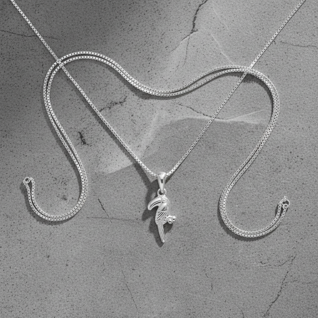 Sterling Silver Women's Toucan Necklace Silver Girls Toucan Bird Charm Necklace