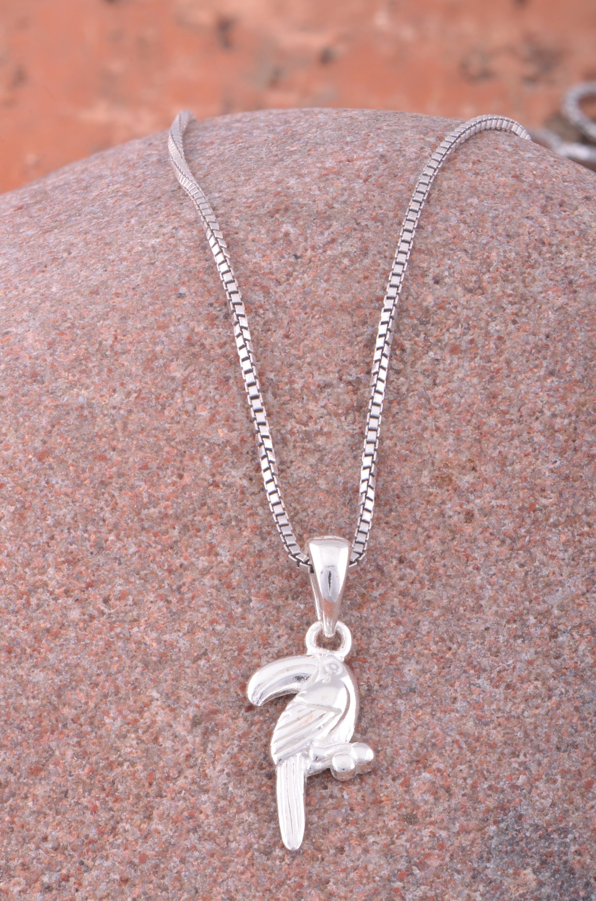Sterling Silver Women's Toucan Necklace Silver Girls Toucan Bird Charm Necklace