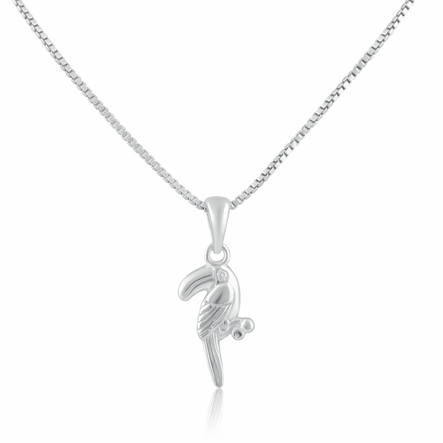 Sterling Silver Women's Toucan Necklace Silver Girls Toucan Bird Charm Necklace