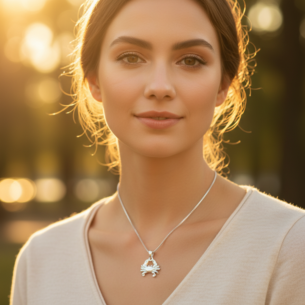 Sterling Silver Women's King Crab Necklace Silver Girls Crab Charm Necklace